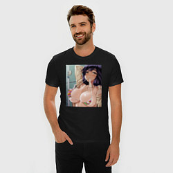 Футболка slim-fit Ahegao секси, цвет: черный — фото 2