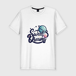 Футболка slim-fit Sweet dreams космос, цвет: белый