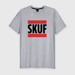 Футболка slim-fit Skuf - красные линии, цвет: меланж