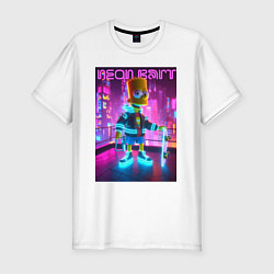 Футболка slim-fit Neon Bart - with skateboard ai art fantasy, цвет: белый