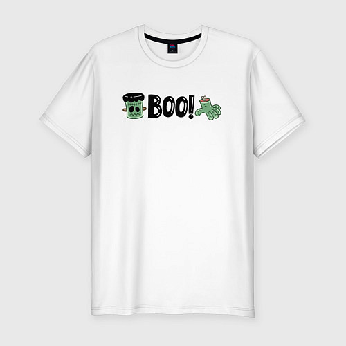 Мужская slim-футболка Франкенштейн: хэллоуинская страшилка / Белый – фото 1