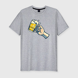 Мужская slim-футболка Кружка пива в руке