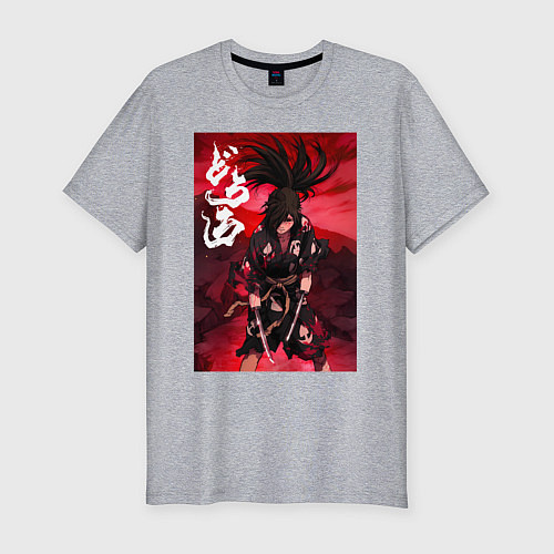 Мужская slim-футболка Дороро Хяккимару мечник / Меланж – фото 1