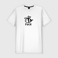 Футболка slim-fit Милая веселая пчелка улыбается f*ck, цвет: белый