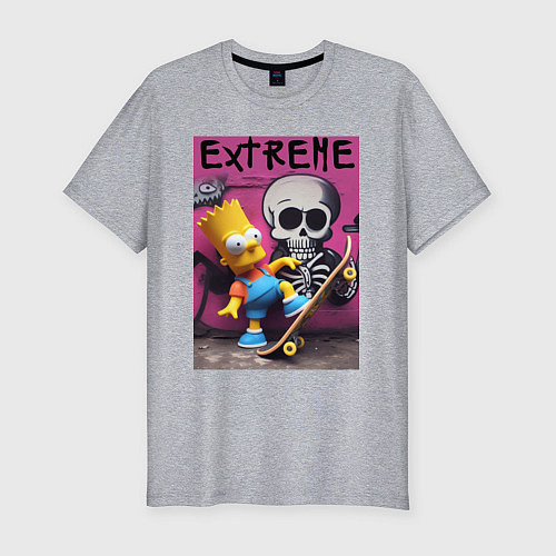 Мужская slim-футболка Bart Simpson and skateboard - extreme / Меланж – фото 1