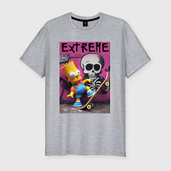 Мужская slim-футболка Bart Simpson and skateboard - extreme