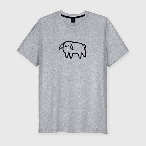 Мужская slim-футболка Глупенький смешной песик / Меланж – фото 1