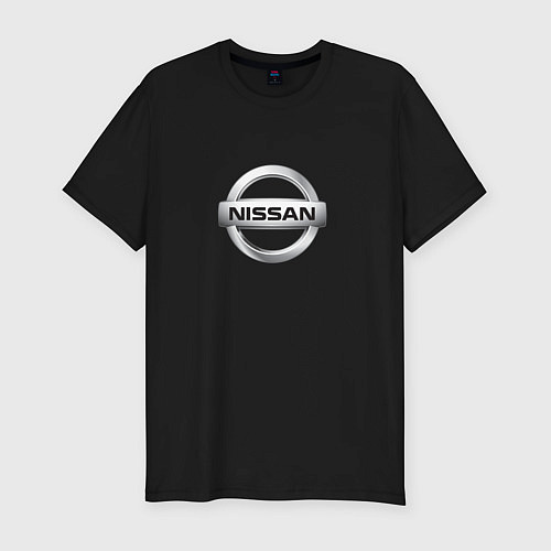 Мужская slim-футболка Nissan logo / Черный – фото 1