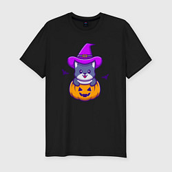 Футболка slim-fit Kitty halloween, цвет: черный