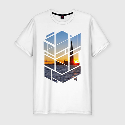 Мужская slim-футболка Лахта центр в Санкт-Петербурге / Белый – фото 1