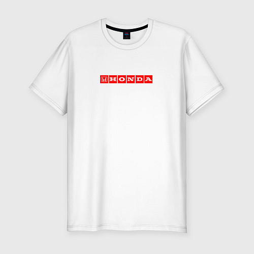 Мужская slim-футболка Honda red logo / Белый – фото 1