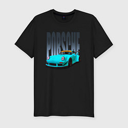 Футболка slim-fit Porsche 911 винтажный немецкий автомобиль, цвет: черный