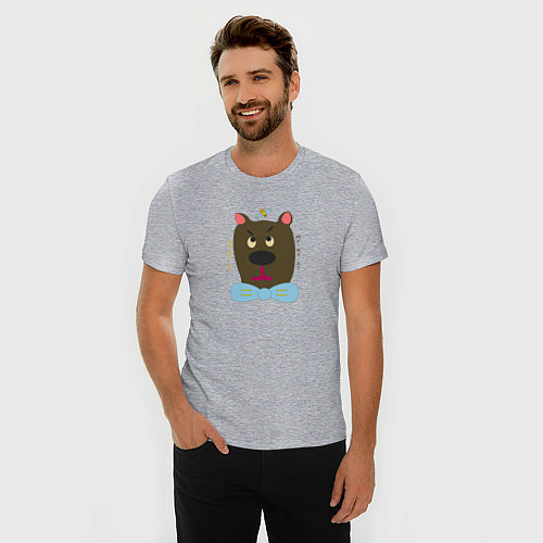 Мужская slim-футболка Медведь с пчелой / Меланж – фото 3