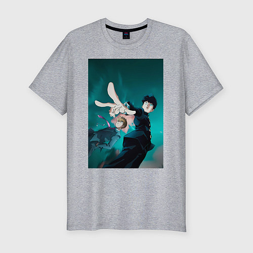 Мужская slim-футболка Моб Психо 100 Шигэо Кагэяма / Меланж – фото 1