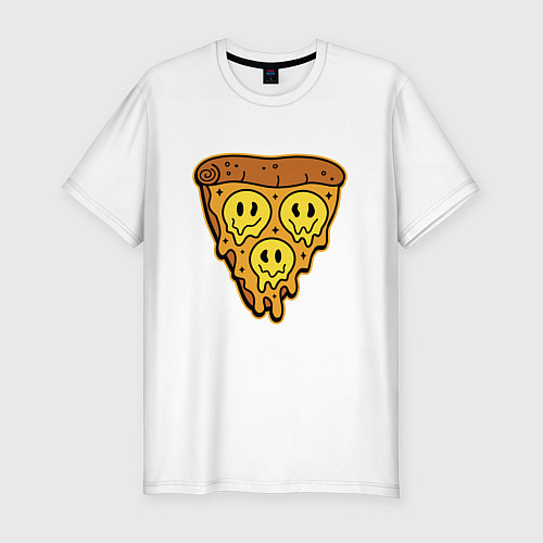 Мужская slim-футболка Happy nation pizza / Белый – фото 1