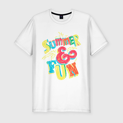 Мужская slim-футболка Summer and fun / Белый – фото 1