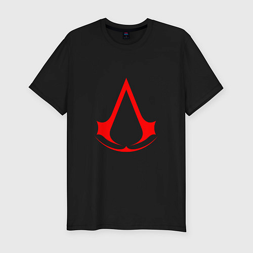 Мужская slim-футболка Red logo of assassins / Черный – фото 1