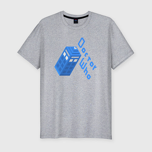 Мужская slim-футболка Blue doctor who / Меланж – фото 1