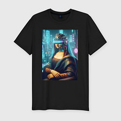 Футболка slim-fit Gioconda - cyberpunk ai art fantasy, цвет: черный