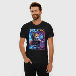 Футболка slim-fit Super fox gamer - ai art fantasy, цвет: черный — фото 2