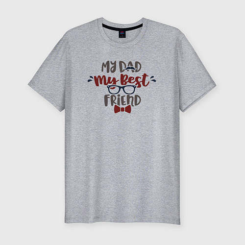 Мужская slim-футболка Папа мой лучший друг / Меланж – фото 1
