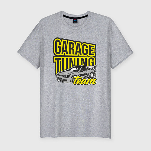 Мужская slim-футболка Garage tuning team / Меланж – фото 1