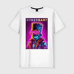 Мужская slim-футболка Cyber Bart - neon glow ai art fantasy