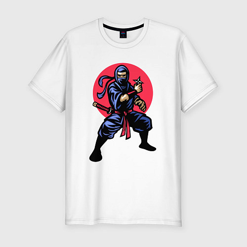 Мужская slim-футболка Warrior ninja / Белый – фото 1