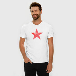 Футболка slim-fit Звезда акварельная красная, цвет: белый — фото 2
