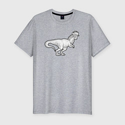 Мужская slim-футболка Петух динозавр