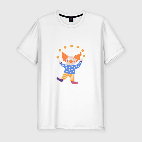 Мужская slim-футболка Рыжий клоун - жонглер / Белый – фото 1