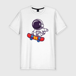 Футболка slim-fit Скейтер космонавт, цвет: белый
