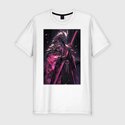 Мужская slim-футболка Дракон-самурай