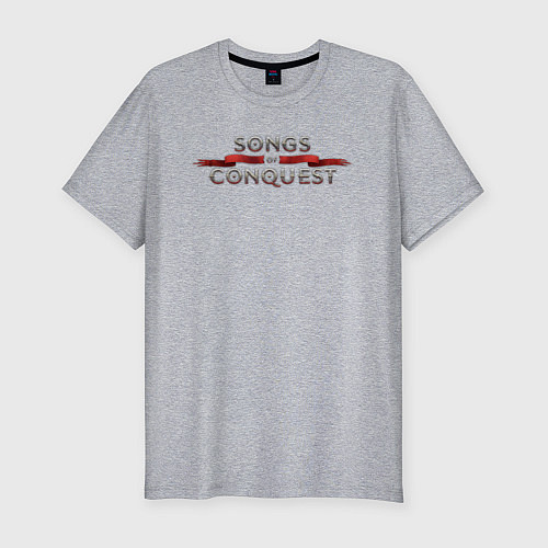 Мужская slim-футболка Songs of conquest logo / Меланж – фото 1