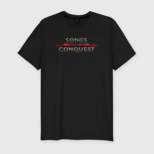 Мужская slim-футболка Songs of conquest logo / Черный – фото 1