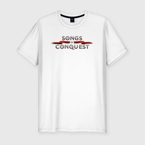 Мужская slim-футболка Songs of conquest logo / Белый – фото 1