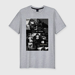 Футболка slim-fit Магическая битва Тодзи Фусигуро коллаж, цвет: меланж