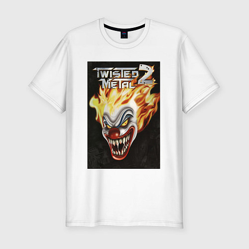 Мужская slim-футболка Twisted metal 2 - clown head / Белый – фото 1