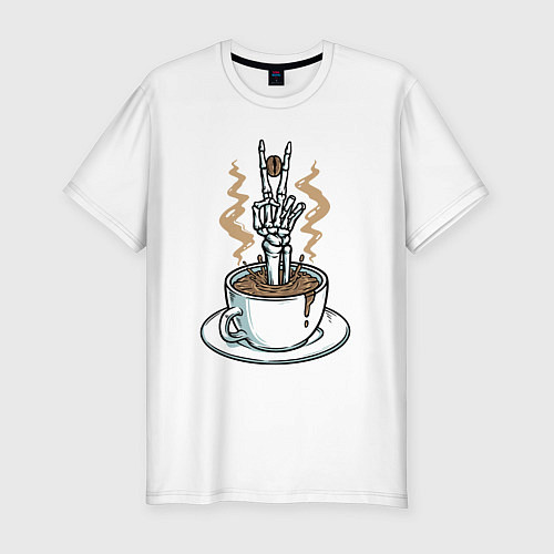 Мужская slim-футболка Skeletor coffee / Белый – фото 1