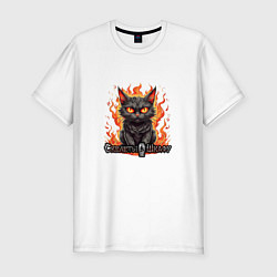 Футболка slim-fit Арт котики, цвет: белый