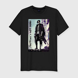 Футболка slim-fit Cyberpunks not dead - motto ai art, цвет: черный