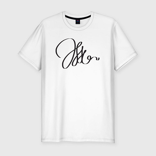 Мужская slim-футболка Каллиграфические извивающиеся линии / Белый – фото 1