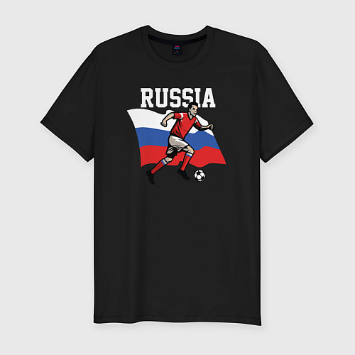 Мужская slim-футболка Футболист России / Черный – фото 1