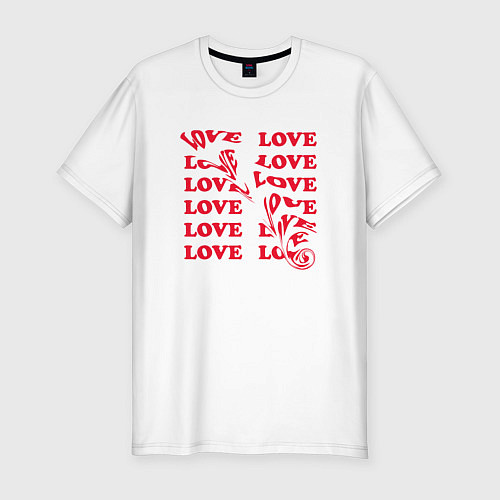 Мужская slim-футболка Love эффект размытия / Белый – фото 1