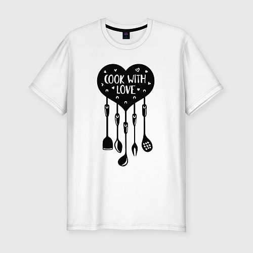 Мужская slim-футболка Готовь с любовью / Белый – фото 1