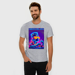 Футболка slim-fit Bart Simpson - neon fantasy ai art, цвет: меланж — фото 2