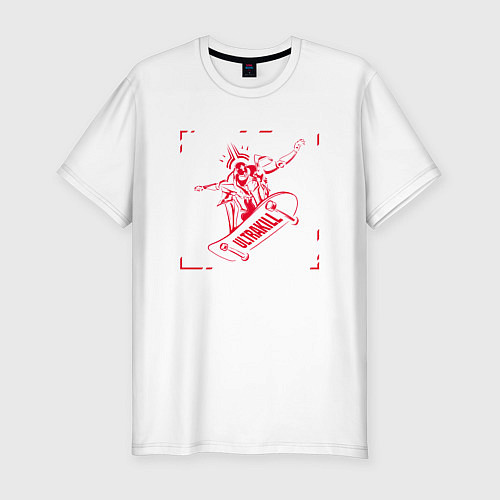 Мужская slim-футболка Ultrakill Gabriel on a skateboard / Белый – фото 1
