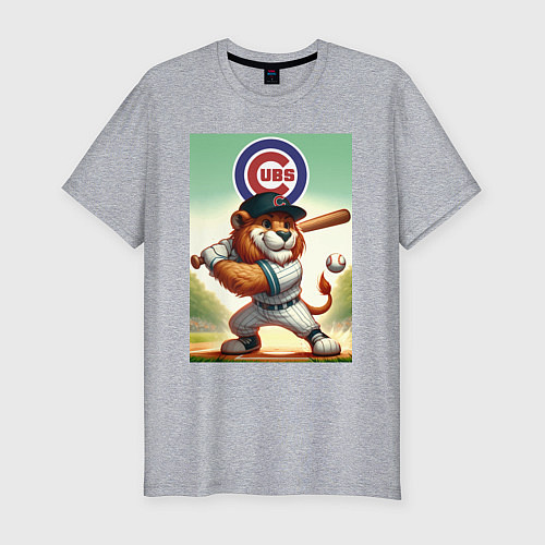 Мужская slim-футболка Lion - batter Chicago cubs / Меланж – фото 1