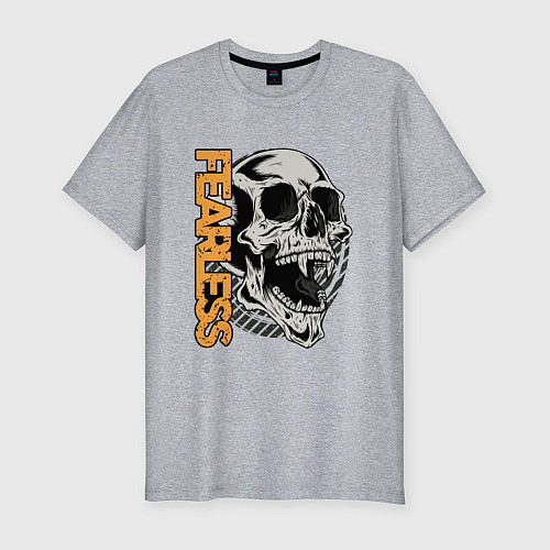 Мужская slim-футболка Череп с клыками / Меланж – фото 1