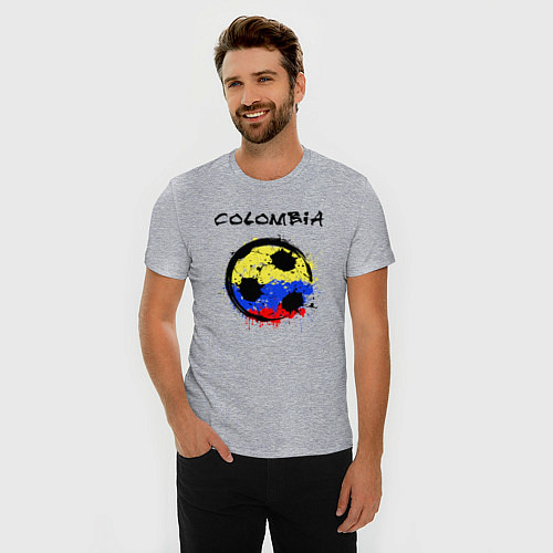 Мужская slim-футболка Сборная Колумбии / Меланж – фото 3